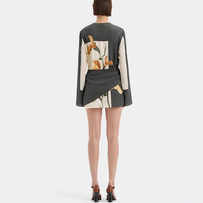 Langärmeliges Minikleid für Frauen mit modischem Print