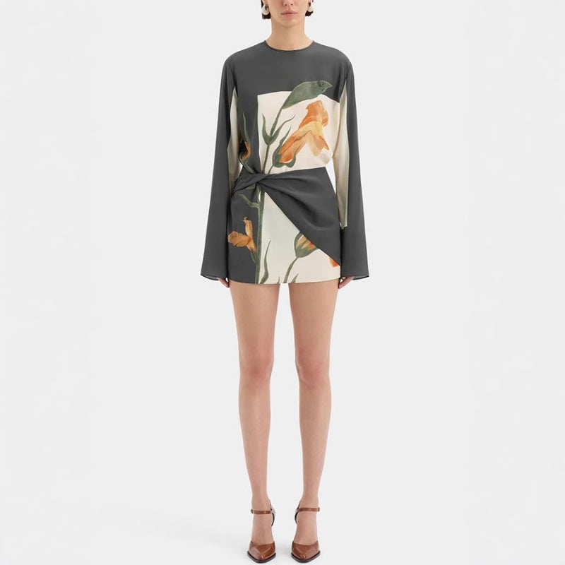 Langärmeliges Minikleid für Frauen mit modischem Print