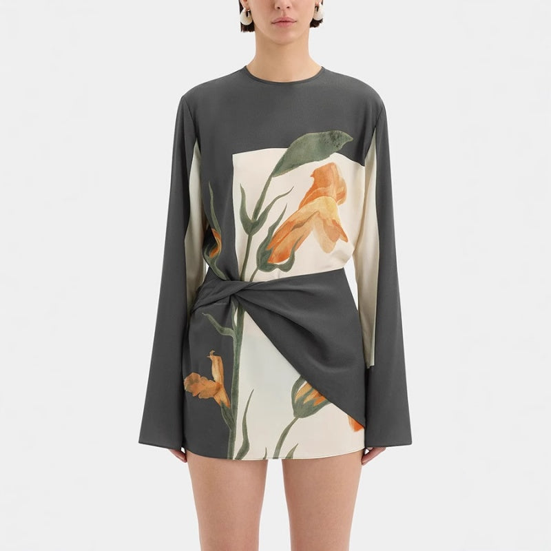Langärmeliges Minikleid für Frauen mit modischem Print