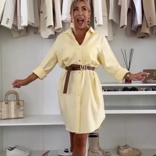 ⏳Begrenzte Zeit 50% Rabatt💥Lässiges, elegantes Hemdkleid mit V-Ausschnitt für Damen