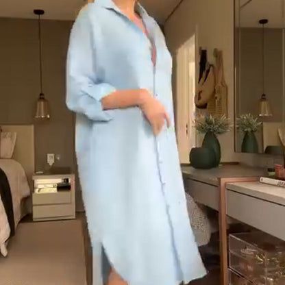 ⏳Begrenzte Zeit 50% Rabatt💥Lockeres Hemdblusenkleid mit Knöpfen für Damen