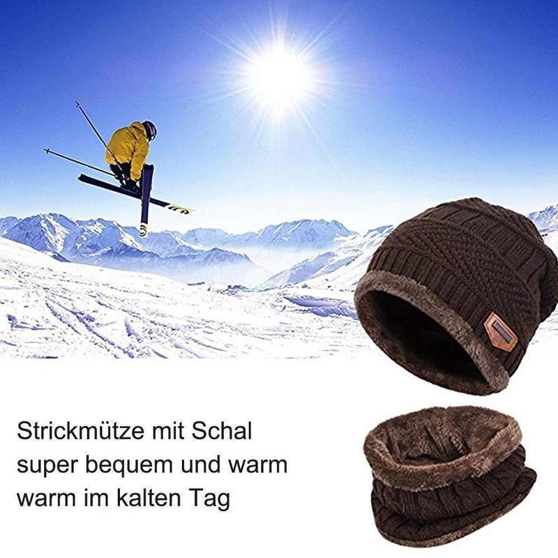 ✨Weihnachtsaktion✨Warme Strickmütze mit Schal