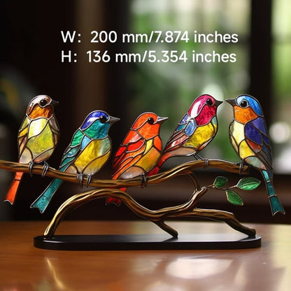 🎉45% AUS ! 🌈Buntglas Vögel auf Zweig Desktop Ornamente 🕊️✨