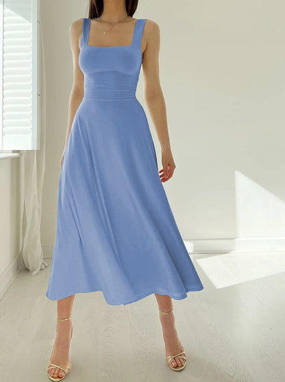 Neues Midikleid mit dicken Trägern für Frauen