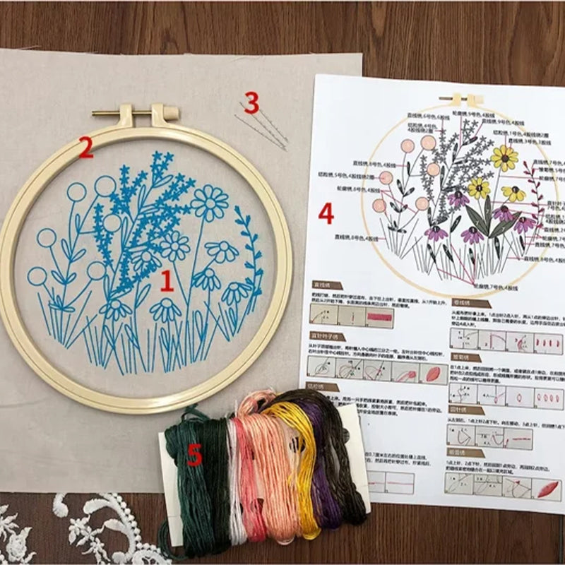 Stickrahmen-Blumen-Kit für Anfänger