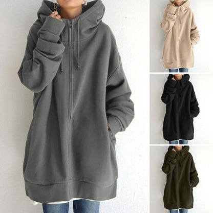 Damen-Pullover mit Kapuze und Reißverschluss für Herbst und Winter