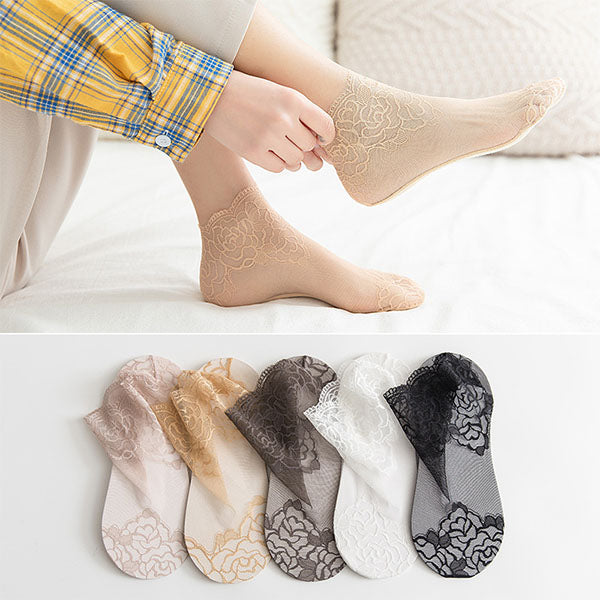 Modische Damen-Spitzensocken (5 Paar)