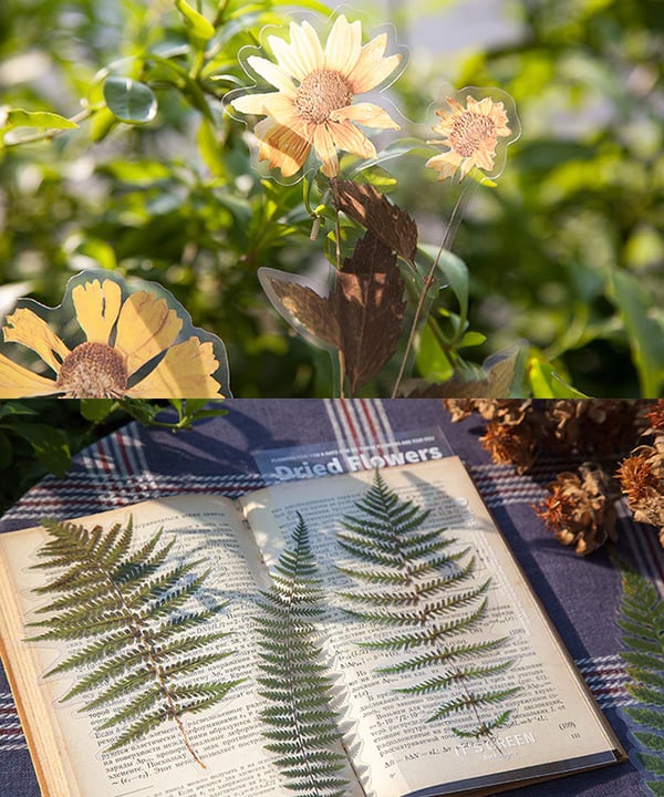 Großformatige getrocknete Blumen Aufkleber Set