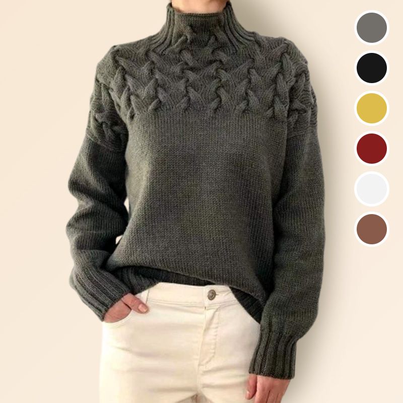 Damen-Rollkragenpullover mit Strickmuster