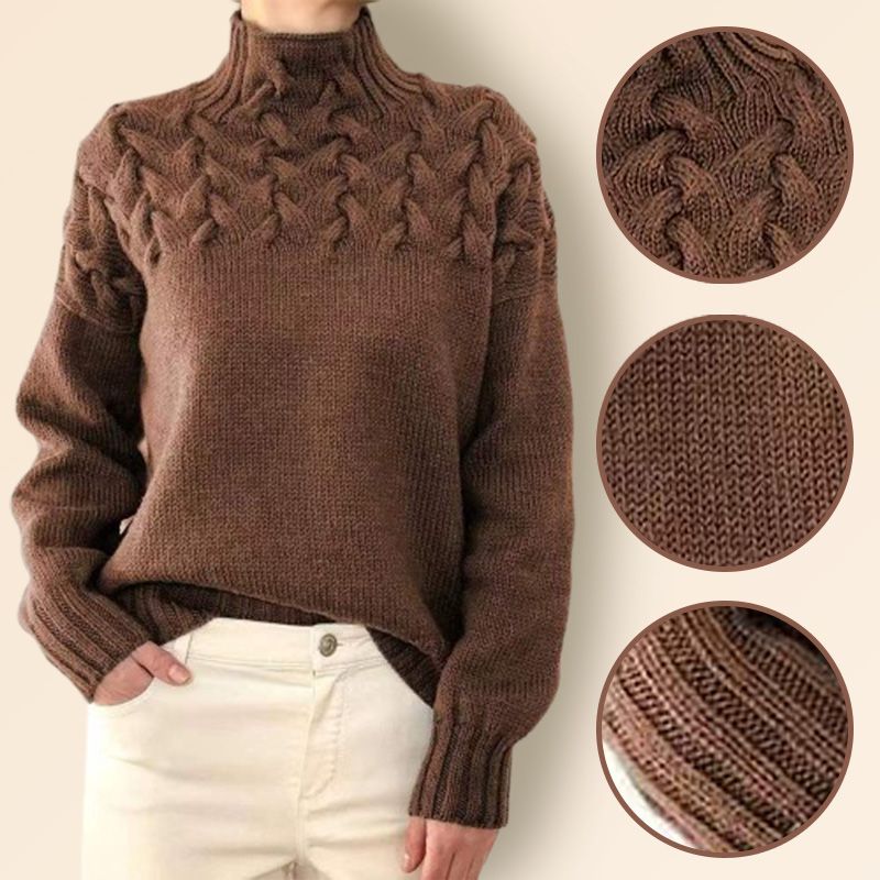 Damen-Rollkragenpullover mit Strickmuster